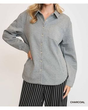 Umgee Oversized Shirt Jacket - Gray