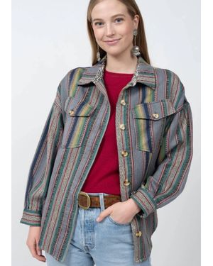 Ivy Jane Serape Stripe Shacket - Gray