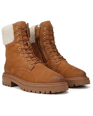 Sam Edelman Aleia I7702M3200 Boot Saddle Leather Lug Sole Combat Htat348 - Brown