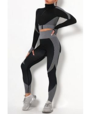 TRUEDAMES Color Block Activewear Set - Black
