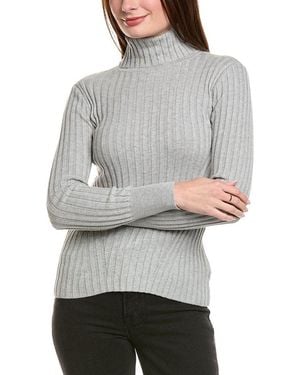 Hannah Rose Rib Turtleneck Cashmere-Blend Sweater - Gray