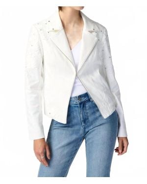 Joseph Ribkoff Studded Faux Suede Jacket - White