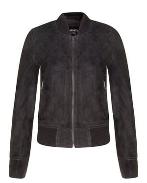 Infinity Leather Classic Ma-1 Suede Bomber Jacket-Newbury - Black