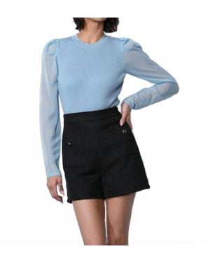 Greylin Honey Sheer Sleeve Sweater Top - Blue