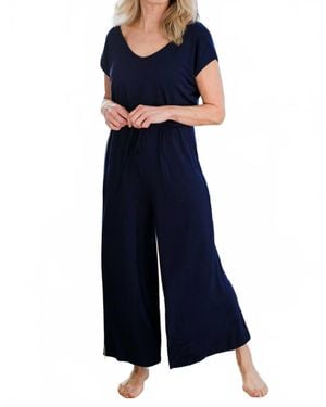 YALEA Kiova V-Neck Bamboo Jumpsuit - Blue