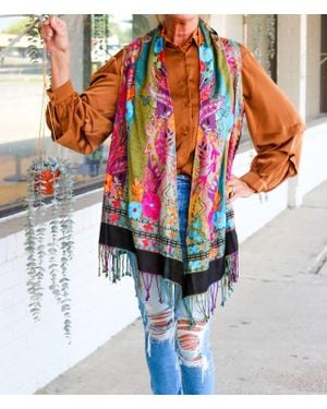 Bok Colorful Floral-Reversible Kimono - White