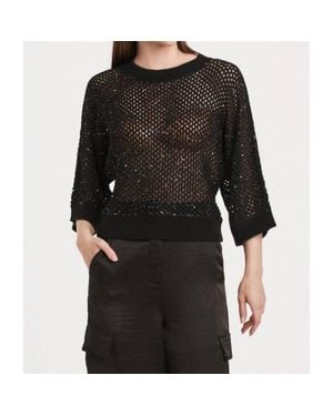 Another Love Rosalia Knitted 3/4 Sleeve Sequence Sweater - Black