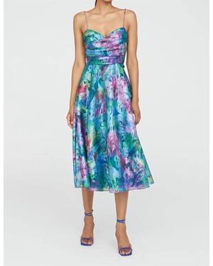 THEIA Allegra Draped Cocktail Dress - Blue