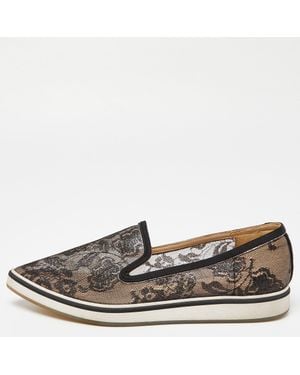 Nicholas Kirkwood Lace And Mesh Alona Pointed Toe Smoking Slipper - Brown