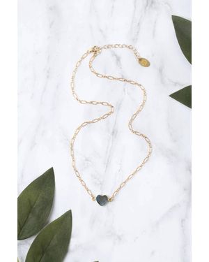 Anne Vaughan Labradorite Heart Bezel Necklace - White