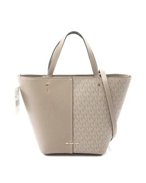 Michael Kors Flora Large Tote Bag Leather Pvc - Natural