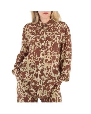 Nanushka Tie Dye Sabrin Long-Sleeve Cupro Shirt - Brown