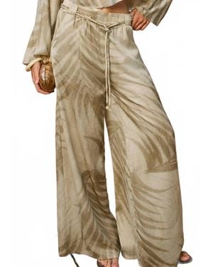 Dress Forum Sandstone Palm Looped Belt Pants - Natural