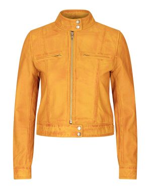 TruClothing Leather Biker Jacket - Orange