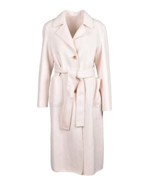 Add Long Belted Coat - White