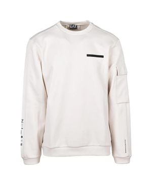 EA7 Crewneck Cotton-Blend Sweatshirt - White