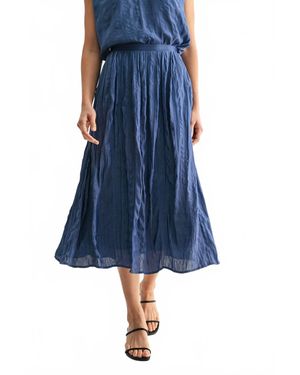 Fun 2 Fun Lena Crinkle Satin Midi Skirt - Blue