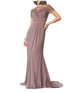 Clarisse Illusion Neckline Formal Gown - Purple