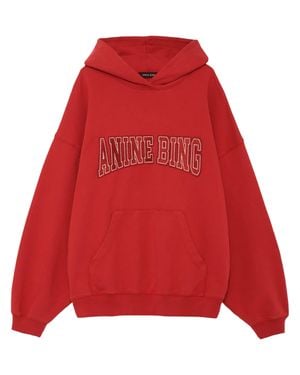 Anine Bing Harvey Relaxed-Fit Hooded Sweatshirt - Red
