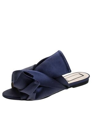 N°21 N21 Satin Knot Flat Mules Size 37 - Blue