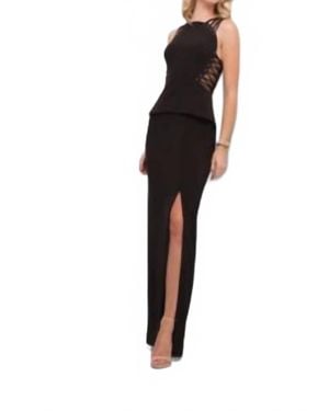 Mignon Long Crepe Dress - Black