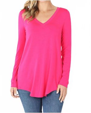 Zenana Luxe Rayon Long Sleeve Top - Pink