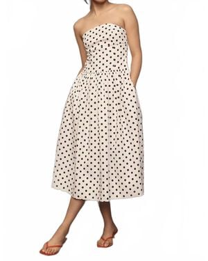 Endless Rose Strapless Polka Dot Taffeta Midi Dress - Natural