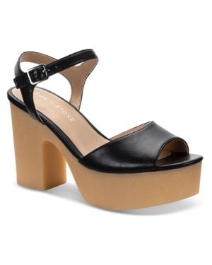 Sun & Stone Gretaa Faux Leather Ankle Strap Heels - Black
