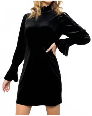 Thml Mock Neck Velvet Dress - Black