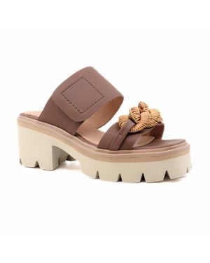 All Black Link & Lugg Vel Heels - Brown