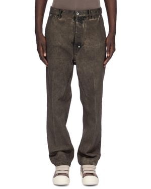 Rick Owens Relaxed Fit Denim Pants With Tapered Leg - Gray