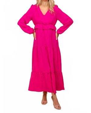 Haptics Holly Pintuck Midi Dress - Pink