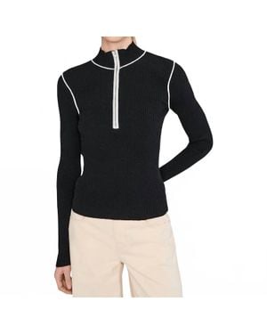 Sanctuary Sporty Rib Zip Up Top - Black