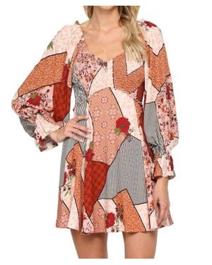 Fate Smocked Flare Dress - Red