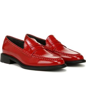 Franco Sarto Eden Penny Loafers Studded Moc Toe Slip On Shoes Hawk1596 - Red