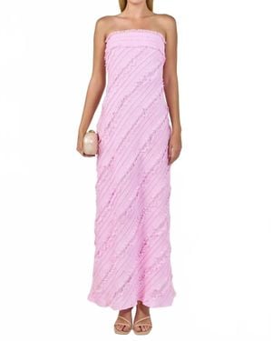 Endless Rose Juliette Strapless Ruffled Maxi Dress - Pink