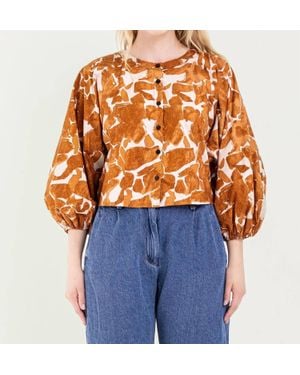 Bel Kazan Colby Puff Sleeve Top - Blue