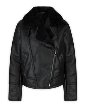 TruClothing Sheepskin Jacket Biker Aviator - Black