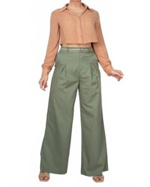 Shop Iris Basic Pintuck Woven Wide Leg Pants - Green