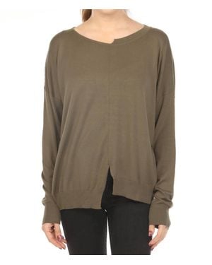 Planet By Lauren G. Cut-Out Boatneck Sweater - Green