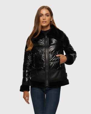 Gorski Quilted Jacket With Merino Shearling Lamb Trim - Black