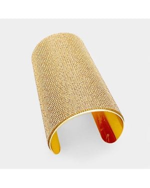 Fashnzfab Wide Rhinestone Cuff Bracelet - Yellow
