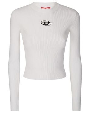 DIESEL Ribbed Viscose Top - White