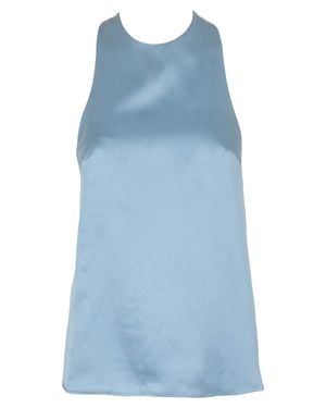 Loulou de Saison Light Flared Silk Tank Top - Blue