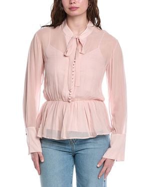Rebecca Taylor Covered Button Tie-Front Blouse