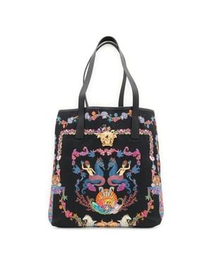 Versace La Medusa Canvas Tote Bag - Black