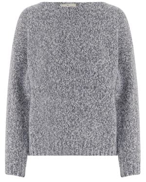 Bruno Manetti Textured Virgin Wool-Blend Crew Neck Sweater - Gray