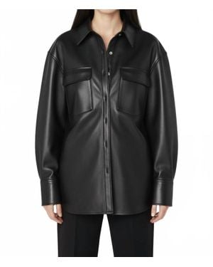 FRAME Recycled Leather Shirt Jacket - Black