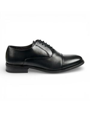 Infinity Leather Patent Pu Leather Cap-Toe Oxford Formal Brogue Shoes - Black