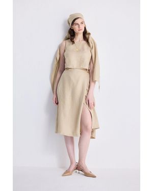 REISTOR Hemp Overlap Midi Skirt - Natural